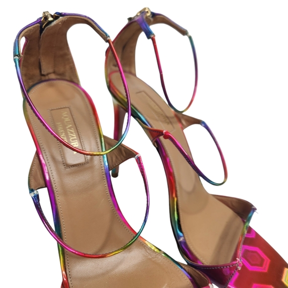 AQUAZZURA Minute 105 Disco Rainbow Leather Sandal - Picture 11 of 16